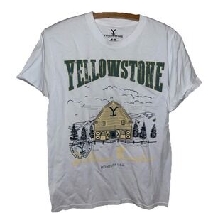 Yellowstone Dutton Ranch T-Shirt White Barn Graphic Size M TV Series Promo #63